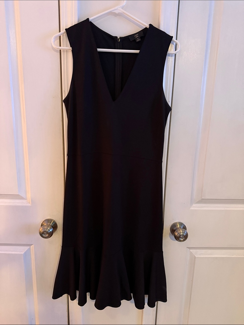 J. Crew Black V-Neck Flounce Hem Dress